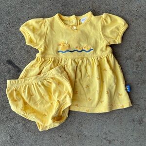 Yellow Duckling Baby Dress Set Vintage Carters